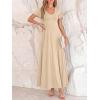 imageBTFBM Formal Dresses for Women Summer Outfits V Neck Ruffle Sleeve A Line Maxi Elegant Cocktail Wedding Guest Dress 2026Apricot