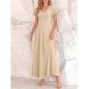 imageBTFBM Formal Dresses for Women Summer Outfits V Neck Ruffle Sleeve A Line Maxi Elegant Cocktail Wedding Guest Dress 2026Apricot