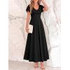 imageBTFBM Formal Dresses for Women Summer Outfits V Neck Ruffle Sleeve A Line Maxi Elegant Cocktail Wedding Guest Dress 2026Black