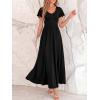 imageBTFBM Formal Dresses for Women Summer Outfits V Neck Ruffle Sleeve A Line Maxi Elegant Cocktail Wedding Guest Dress 2026Black