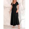 imageBTFBM Formal Dresses for Women Summer Outfits V Neck Ruffle Sleeve A Line Maxi Elegant Cocktail Wedding Guest Dress 2026Black