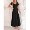 imageBTFBM Formal Dresses for Women Summer Outfits V Neck Ruffle Sleeve A Line Maxi Elegant Cocktail Wedding Guest Dress 2026Black