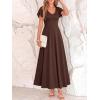 imageBTFBM Formal Dresses for Women Summer Outfits V Neck Ruffle Sleeve A Line Maxi Elegant Cocktail Wedding Guest Dress 2026Brown