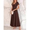 imageBTFBM Formal Dresses for Women Summer Outfits V Neck Ruffle Sleeve A Line Maxi Elegant Cocktail Wedding Guest Dress 2026Brown