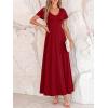 imageBTFBM Formal Dresses for Women Summer Outfits V Neck Ruffle Sleeve A Line Maxi Elegant Cocktail Wedding Guest Dress 2026Burgundy