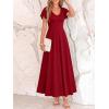 imageBTFBM Formal Dresses for Women Summer Outfits V Neck Ruffle Sleeve A Line Maxi Elegant Cocktail Wedding Guest Dress 2026Burgundy