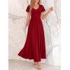 imageBTFBM Formal Dresses for Women Summer Outfits V Neck Ruffle Sleeve A Line Maxi Elegant Cocktail Wedding Guest Dress 2026Burgundy