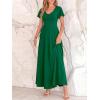 imageBTFBM Formal Dresses for Women Summer Outfits V Neck Ruffle Sleeve A Line Maxi Elegant Cocktail Wedding Guest Dress 2026Green