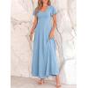 imageBTFBM Formal Dresses for Women Summer Outfits V Neck Ruffle Sleeve A Line Maxi Elegant Cocktail Wedding Guest Dress 2026Light Blue