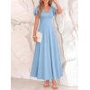 imageBTFBM Formal Dresses for Women Summer Outfits V Neck Ruffle Sleeve A Line Maxi Elegant Cocktail Wedding Guest Dress 2026Light Blue