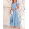 imageBTFBM Formal Dresses for Women Summer Outfits V Neck Ruffle Sleeve A Line Maxi Elegant Cocktail Wedding Guest Dress 2026Light Blue