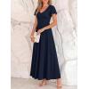 imageBTFBM Formal Dresses for Women Summer Outfits V Neck Ruffle Sleeve A Line Maxi Elegant Cocktail Wedding Guest Dress 2026Navy