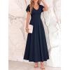 imageBTFBM Formal Dresses for Women Summer Outfits V Neck Ruffle Sleeve A Line Maxi Elegant Cocktail Wedding Guest Dress 2026Navy