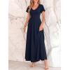 imageBTFBM Formal Dresses for Women Summer Outfits V Neck Ruffle Sleeve A Line Maxi Elegant Cocktail Wedding Guest Dress 2026Navy