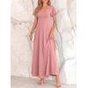 imageBTFBM Formal Dresses for Women Summer Outfits V Neck Ruffle Sleeve A Line Maxi Elegant Cocktail Wedding Guest Dress 2026Pink