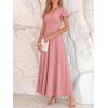 imageBTFBM Formal Dresses for Women Summer Outfits V Neck Ruffle Sleeve A Line Maxi Elegant Cocktail Wedding Guest Dress 2026Pink