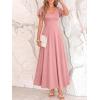 imageBTFBM Formal Dresses for Women Summer Outfits V Neck Ruffle Sleeve A Line Maxi Elegant Cocktail Wedding Guest Dress 2026Pink