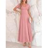 imageBTFBM Formal Dresses for Women Summer Outfits V Neck Ruffle Sleeve A Line Maxi Elegant Cocktail Wedding Guest Dress 2026Pink