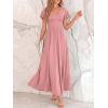 imageBTFBM Formal Dresses for Women Summer Outfits V Neck Ruffle Sleeve A Line Maxi Elegant Cocktail Wedding Guest Dress 2026Pink
