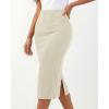 imageBTFBM Womens Pencil Skirt 2026 Spring Below Knee Bodycon Stretch High Waist Midi Skirts for Business Casual Office WorkBeige