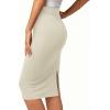 imageBTFBM Womens Pencil Skirt 2026 Spring Below Knee Bodycon Stretch High Waist Midi Skirts for Business Casual Office WorkBeige