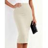 imageBTFBM Womens Pencil Skirt 2026 Spring Below Knee Bodycon Stretch High Waist Midi Skirts for Business Casual Office WorkBeige