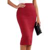 imageBTFBM Womens Pencil Skirt 2026 Spring Below Knee Bodycon Stretch High Waist Midi Skirts for Business Casual Office WorkRed