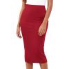 imageBTFBM Womens Pencil Skirt 2026 Spring Below Knee Bodycon Stretch High Waist Midi Skirts for Business Casual Office WorkRed