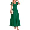 imageBTFBM Formal Dresses for Women Summer Outfits V Neck Ruffle Sleeve A Line Maxi Elegant Cocktail Wedding Guest Dress 2026Green