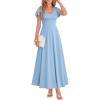 imageBTFBM Formal Dresses for Women Summer Outfits V Neck Ruffle Sleeve A Line Maxi Elegant Cocktail Wedding Guest Dress 2026Light Blue