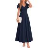 imageBTFBM Formal Dresses for Women Summer Outfits V Neck Ruffle Sleeve A Line Maxi Elegant Cocktail Wedding Guest Dress 2026Navy