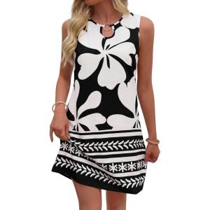 imageBTFBM Casual Summer Dresses for Women 2026 Spring Sleeveless Boho Floral Tank Mini Sun Dress Beach Vacation SundressesFloral White Black