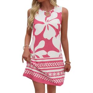 imageBTFBM Casual Summer Dresses for Women 2026 Spring Sleeveless Boho Floral Tank Mini Sun Dress Beach Vacation SundressesFloral White Pink