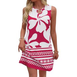 imageBTFBM Casual Summer Dresses for Women 2026 Spring Sleeveless Boho Floral Tank Mini Sun Dress Beach Vacation SundressesFloral White Red