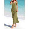 imageBTFBM Satin Dress Sleeveless Scoop Neck Summer Dresses for Women Elegant 2026 Loose Party Sundresses Fashion ClothingArmy Green
