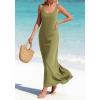 imageBTFBM Satin Dress Sleeveless Scoop Neck Summer Dresses for Women Elegant 2026 Loose Party Sundresses Fashion ClothingArmy Green