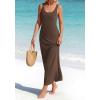 imageBTFBM Satin Dress Sleeveless Scoop Neck Summer Dresses for Women Elegant 2026 Loose Party Sundresses Fashion ClothingBrown