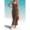 imageBTFBM Satin Dress Sleeveless Scoop Neck Summer Dresses for Women Elegant 2026 Loose Party Sundresses Fashion ClothingBrown