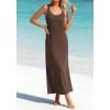 imageBTFBM Satin Dress Sleeveless Scoop Neck Summer Dresses for Women Elegant 2026 Loose Party Sundresses Fashion ClothingBrown