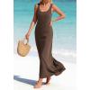 imageBTFBM Satin Dress Sleeveless Scoop Neck Summer Dresses for Women Elegant 2026 Loose Party Sundresses Fashion ClothingBrown