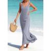 imageBTFBM Satin Dress Sleeveless Scoop Neck Summer Dresses for Women Elegant 2026 Loose Party Sundresses Fashion ClothingGrey Blue