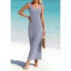 imageBTFBM Satin Dress Sleeveless Scoop Neck Summer Dresses for Women Elegant 2026 Loose Party Sundresses Fashion ClothingGrey Blue