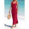 imageBTFBM Satin Dress Sleeveless Scoop Neck Summer Dresses for Women Elegant 2026 Loose Party Sundresses Fashion ClothingRed