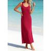 imageBTFBM Satin Dress Sleeveless Scoop Neck Summer Dresses for Women Elegant 2026 Loose Party Sundresses Fashion ClothingRed