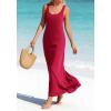imageBTFBM Satin Dress Sleeveless Scoop Neck Summer Dresses for Women Elegant 2026 Loose Party Sundresses Fashion ClothingRed