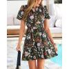imageBTFBM Summer Dresses for Women 2026 Lightweight Casual Short Sleeve Floral Mini Dress A Line Beach Vacation SundressBlack Pink Flower
