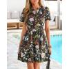 imageBTFBM Summer Dresses for Women 2026 Lightweight Casual Short Sleeve Floral Mini Dress A Line Beach Vacation SundressBlack Pink Flower