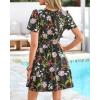 imageBTFBM Summer Dresses for Women 2026 Lightweight Casual Short Sleeve Floral Mini Dress A Line Beach Vacation SundressBlack Pink Flower