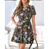 imageBTFBM Summer Dresses for Women 2026 Lightweight Casual Short Sleeve Floral Mini Dress A Line Beach Vacation SundressBlack Pink Flower