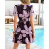 imageBTFBM Summer Dresses for Women 2026 Lightweight Casual Short Sleeve Floral Mini Dress A Line Beach Vacation SundressBlack Purple Flower